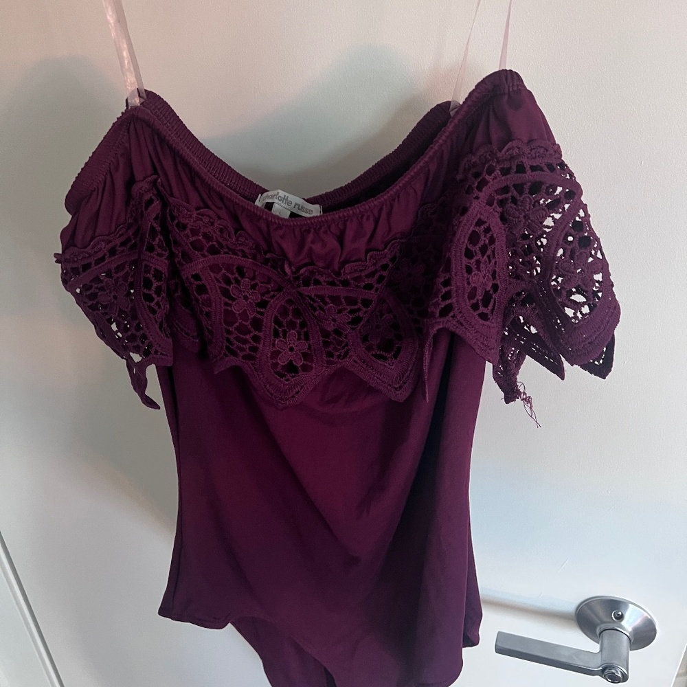 Off the shoulder lace bodysuit